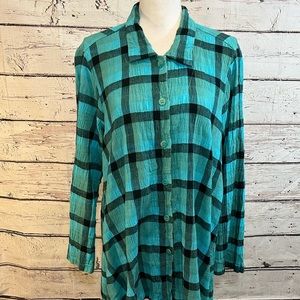 MILL VALLEY CLOTHING CO.  Swing Big Shirt Plaid Teal - Large